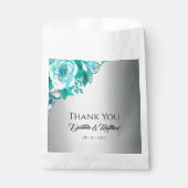 Luxuriöse Aqua-Rose auf Silberelegante Geschenktütchen (Vorderseite)