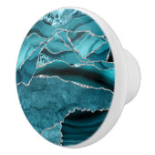 Luxuriöse Aquamarin Agate Silver Imitate Glitzer D Keramikknauf (Rechts)