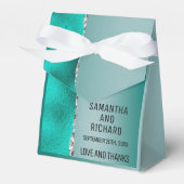 Luxuriöse Aquamarin Türkis Silber Glitzer Geschenkschachtel (Vorderseite)