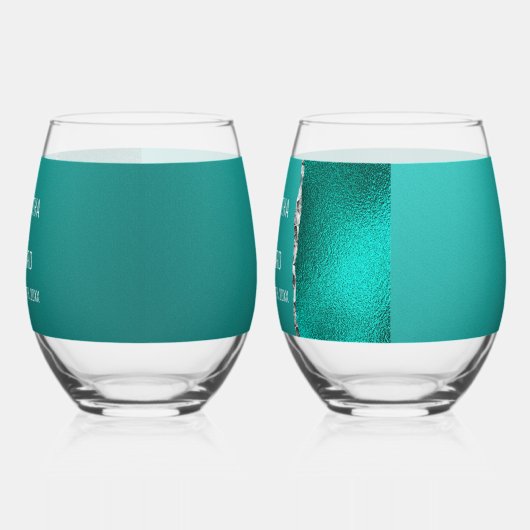 Luxuriöse Aquamarin türkisfarbene Silberne Glitzer Weinglas Ohne Stiel (Links)