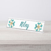 Luxuriöse Aquamarine Bezeichnung für Elfenbein Schreibtischnamensplakette (Vorderseite )