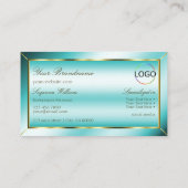 Luxuriöse Aquamarine Gold-Dekoration mit Monogram  Visitenkarte (Rückseite)
