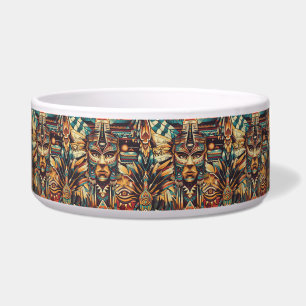Luxuriöse Aquamarine "mesoamerican Motif" Haustier Napf