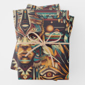 Luxuriöse Aquamarine Wrapping Sheet "Mesoamerican  Geschenkpapier Set (Beispiel)