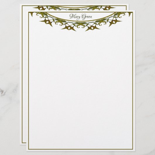 Luxuriöse Aquarell-Blätter Briefbogen (Vorne/Hinten)