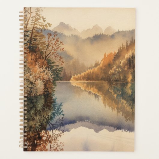 Luxuriöse Aquarell-Herbst-Bergsee Planer (Vorderseite)