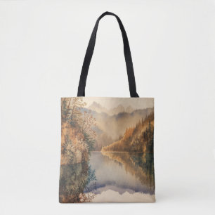 Luxuriöse Aquarell-Herbst-Bergsee Tasche