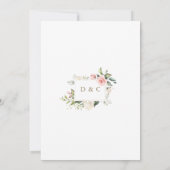 Luxuriöse Aquarellfarben Rosa Blume Hochzeit Gold Einladung (Rückseite)