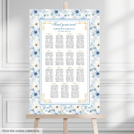 Luxuriöse Aquarelltafel Light Blue Gold Seating Ch Poster