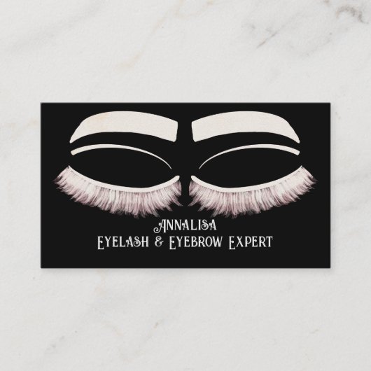 Luxuriöse Aquarellucht & Brow Beauty, rosa Weiß Visitenkarte (Vorderseite)