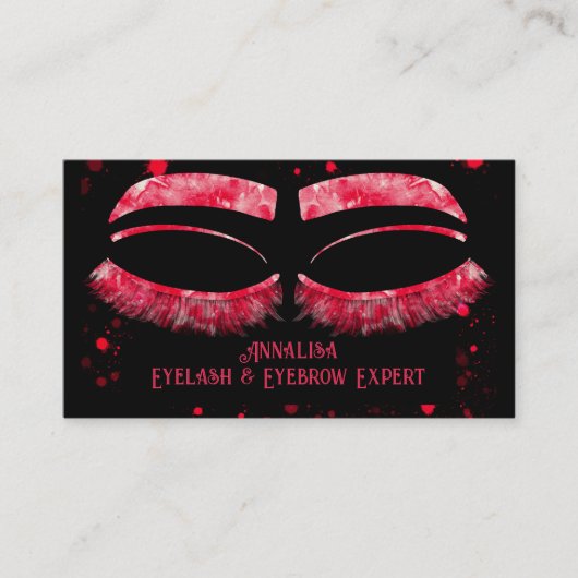 Luxuriöse Aquarelluhr & Brow Beauty, Hot Pink Visitenkarte (Vorderseite)