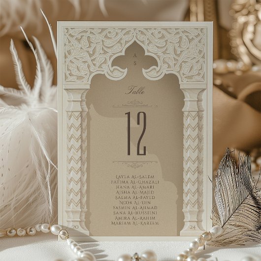 Luxuriöse Arabesque Wedding Tischnummer Card