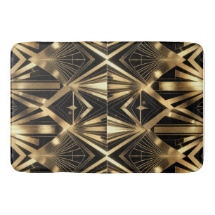 Luxuriöse Art Deco geometrische Gold und Schwarz Badematte