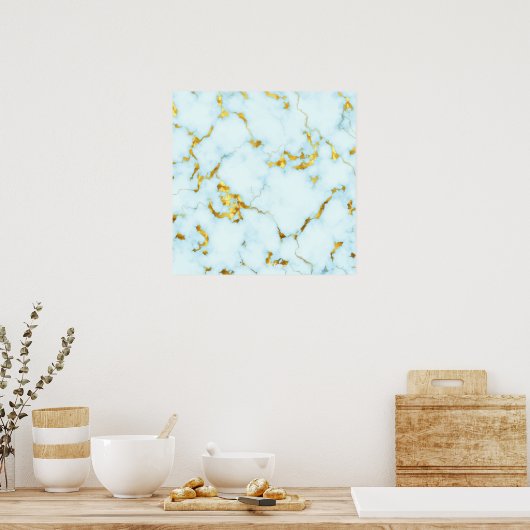 Luxuriöse Azure Gilded Pottery Keramik Art Poster (Küche)