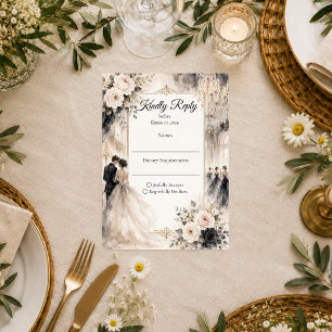Luxuriöse Ballsaal-Romanze-Hochzeit RSVP Karte