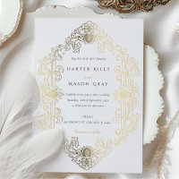 Luxuriöse Barock-Goldfolien-Hochzeitseinladung