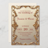 Luxuriöse Barock-GoldWedding Einladung (Vorne/Hinten)