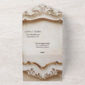 Luxuriöse Barockstil White Gold Hochzeit All In One Einladung (Außenbereich)