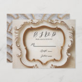 Luxuriöse Barockstil White Gold Hochzeit RSVP Karte (Vorne/Hinten)