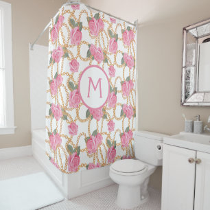 Luxuriöse Bath Vorhänge - Luxe Ketten Pink Roses