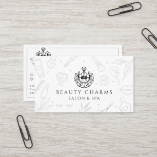 Luxuriöse Beauty Charms Black & White Makeup Logo Visitenkarte