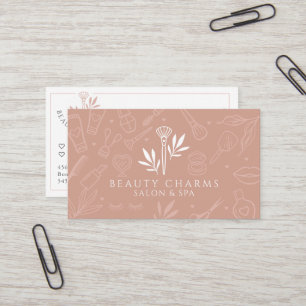 Luxuriöse Beauty Charms Blush Pink Makeup Logo Visitenkarte
