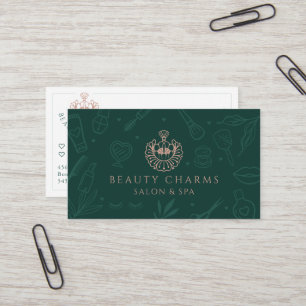 Luxuriöse Beauty Charms Green & Pink Makeup Logo Visitenkarte