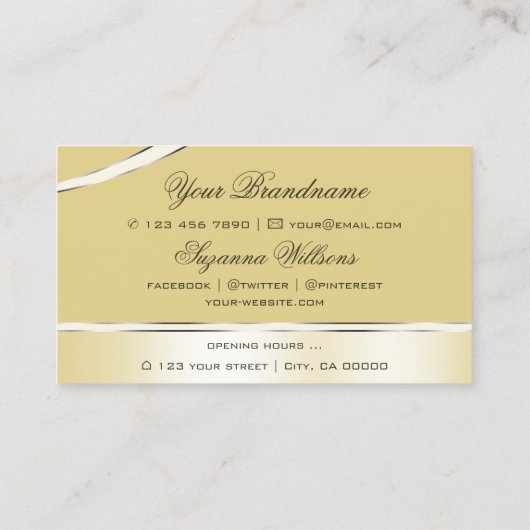 Luxuriöse, beige Creme geschliffene Dekoration Lin Visitenkarte (Rückseite)