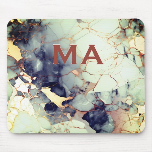 Luxuriöse beige Marineblau-Imitate Goldmedaille Gl Mousepad (Vorne)