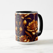 Luxuriöse Big Gold Rose Moderne Kollektion Briefka Tasse (VorderseiteRechts)