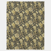 Luxuriöse Black and Gold Damask Gemütliches Sofa B Fleecedecke (Vorderseite)