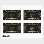 Luxuriöse Black and Gold Great Gatsby Hochzeit Rechteckiger Aufkleber (Blatt)