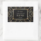 Luxuriöse Black and Gold Great Gatsby Hochzeit Rechteckiger Aufkleber (Tasche)