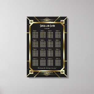 Luxuriöse Black and Gold Great Gatsby Seating Char Leinwanddruck