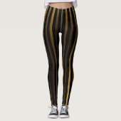 Luxuriöse Black and Gold Streifen Leggings (Vorderseite)