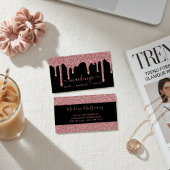 Luxuriöse Black and Rose Gold Sparkle Glitzer Trop Visitenkarte
