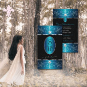 Luxuriöse Black Aquamarin Blue Verziert Ornaments Visitenkarte