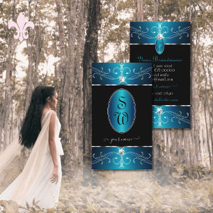 Luxuriöse Black Aquamarin Blue Verziert Ornaments  Visitenkarte