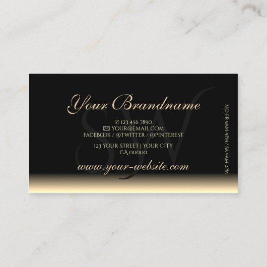 Luxuriöse Black Beige Gradient Mirror Schriftart I Visitenkarte (Rückseite)