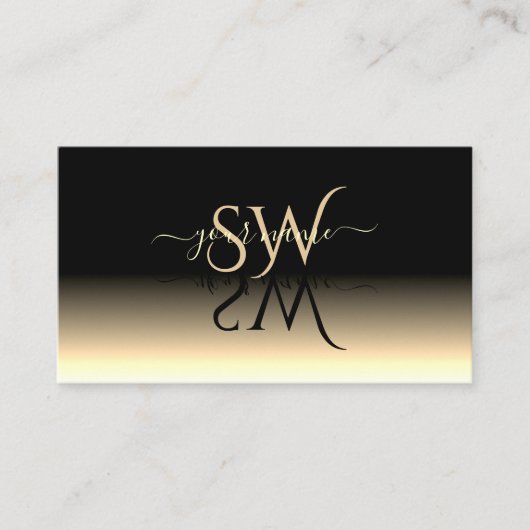 Luxuriöse Black Beige Gradient Mirror Schriftart I Visitenkarte (Vorderseite)
