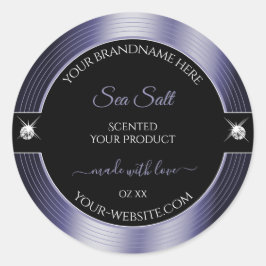 Luxuriöse Black Blue Shiny Brilliant Produktetiket Runder Aufkleber