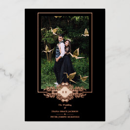 Luxuriöse Black Blüh Chic Rose Gold Folieneinladung