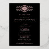 Luxuriöse Black Blüh Chic Rose Gold Folieneinladung (Rückseite)