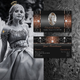 Luxuriöse Black Brown Squiggled Jewels mit Foto Visitenkarte