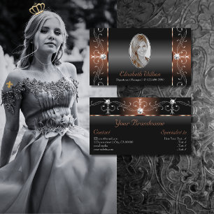 Luxuriöse Black Brown Squiggled Jewels mit Foto Visitenkarte