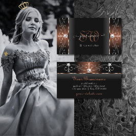 Luxuriöse Black Brown Squiggled Jewels Monogram Visitenkarte