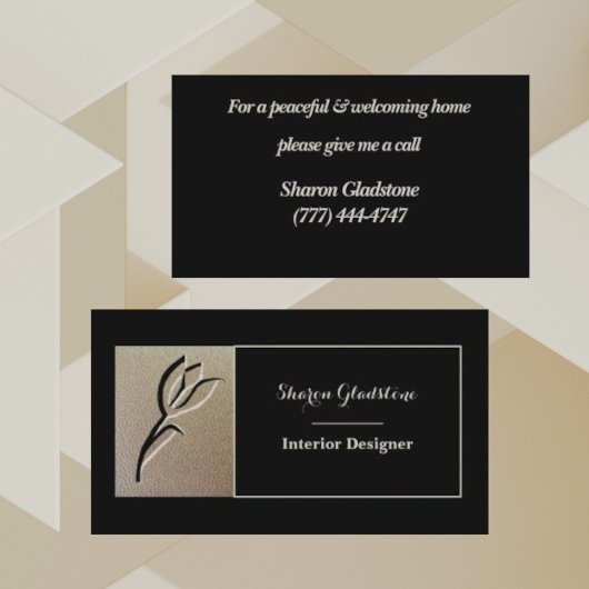 Luxuriöse Black Embossed Blume Business Card Visitenkarte