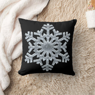 Luxuriöse Black Frozen Snowflake Winter Weihnachte Kissen