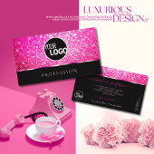 Luxuriöse Black Girly Pink Glitzer Stars Logo Visitenkarte