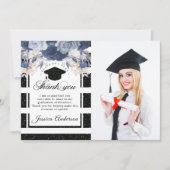 Luxuriöse Black Gold Abschluss Foto Vielen Dank fü Einladung (Vorderseite)